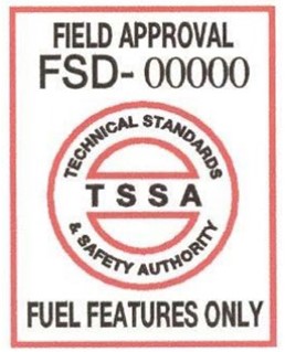 Field approval mark, including the FSD number and the TSSA logo